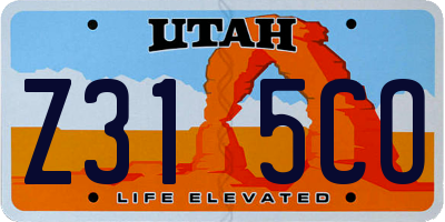 UT license plate Z315CO