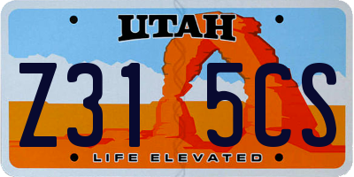 UT license plate Z315CS