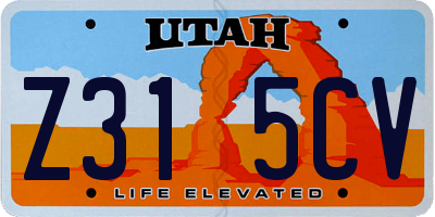 UT license plate Z315CV