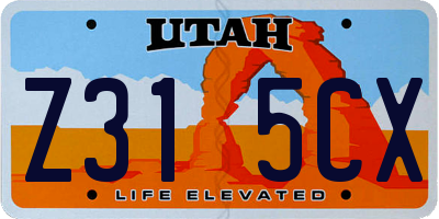 UT license plate Z315CX