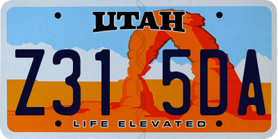 UT license plate Z315DA