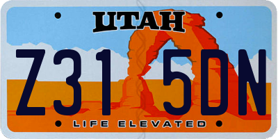 UT license plate Z315DN
