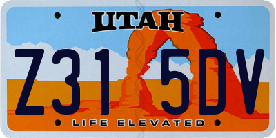 UT license plate Z315DV