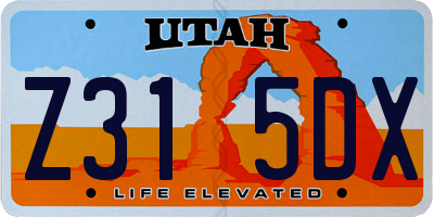 UT license plate Z315DX