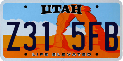 UT license plate Z315FB