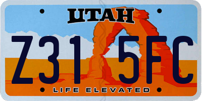 UT license plate Z315FC