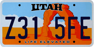 UT license plate Z315FE
