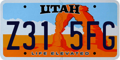 UT license plate Z315FG