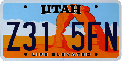 UT license plate Z315FN
