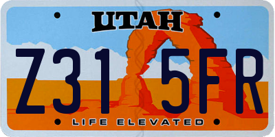 UT license plate Z315FR