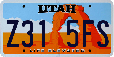 UT license plate Z315FS