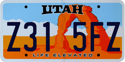 UT license plate Z315FZ