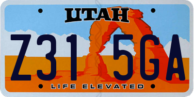 UT license plate Z315GA