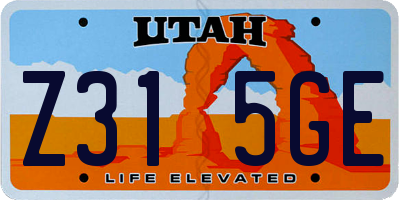 UT license plate Z315GE