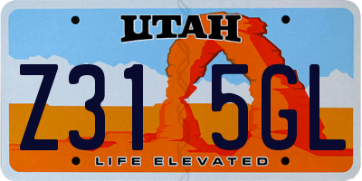UT license plate Z315GL