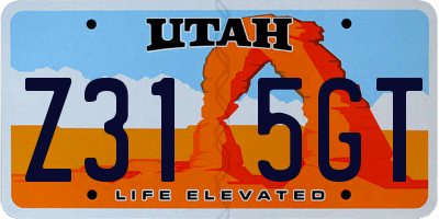 UT license plate Z315GT