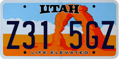 UT license plate Z315GZ