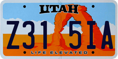 UT license plate Z315IA