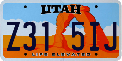 UT license plate Z315IJ
