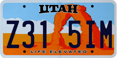 UT license plate Z315IM