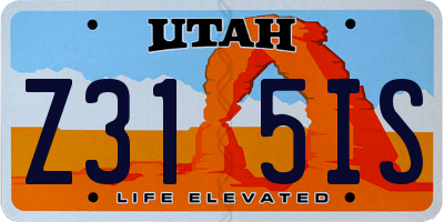 UT license plate Z315IS