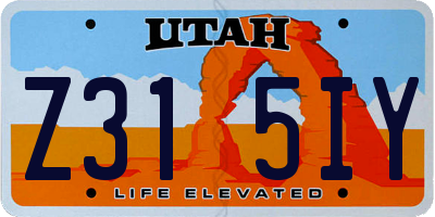 UT license plate Z315IY