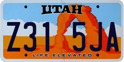 UT license plate Z315JA