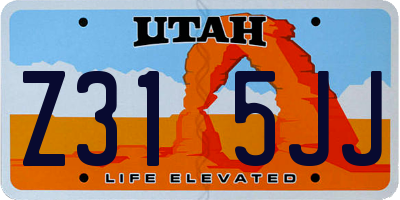 UT license plate Z315JJ