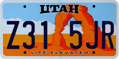 UT license plate Z315JR
