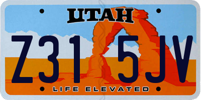UT license plate Z315JV