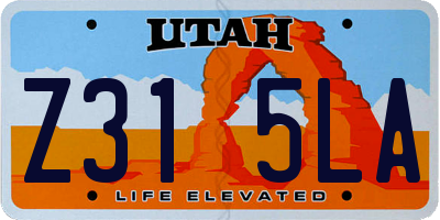 UT license plate Z315LA