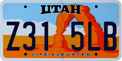 UT license plate Z315LB
