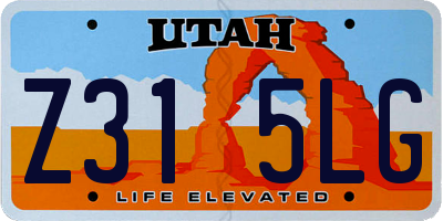 UT license plate Z315LG