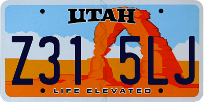 UT license plate Z315LJ