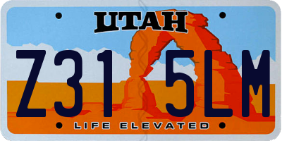 UT license plate Z315LM