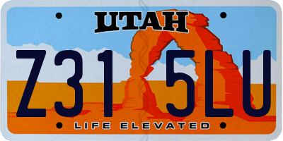 UT license plate Z315LU