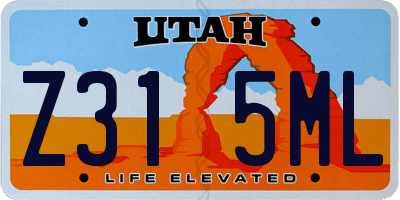 UT license plate Z315ML