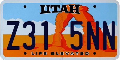 UT license plate Z315NN