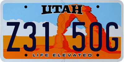 UT license plate Z315OG