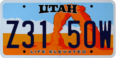 UT license plate Z315OW