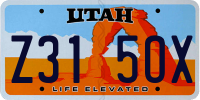 UT license plate Z315OX