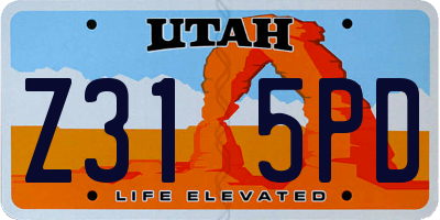 UT license plate Z315PD