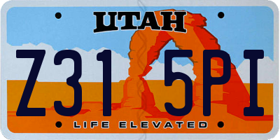 UT license plate Z315PI