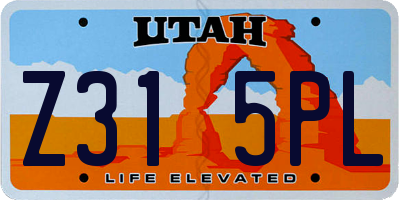 UT license plate Z315PL
