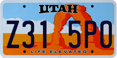 UT license plate Z315PO