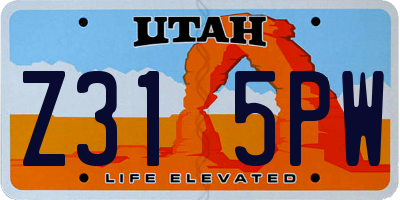 UT license plate Z315PW