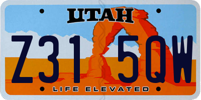 UT license plate Z315QW