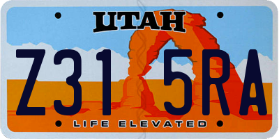 UT license plate Z315RA