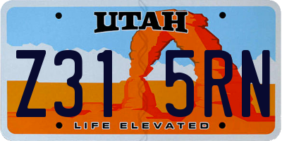 UT license plate Z315RN