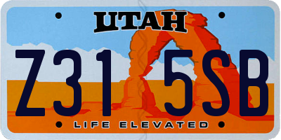 UT license plate Z315SB